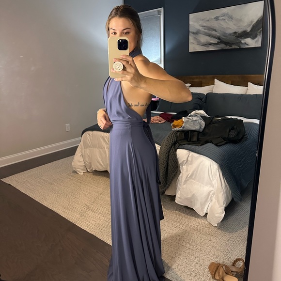 Lulus LONG dress size LARGE periwinkle blue for sale - worn ONCE - Picture 3 of 7